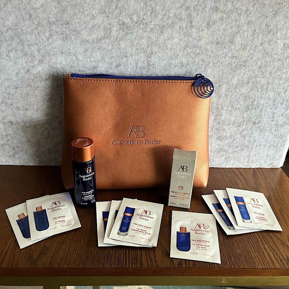Augustinus Bader travel set cosmetic bag, serums, creams, essence, retinol NEW